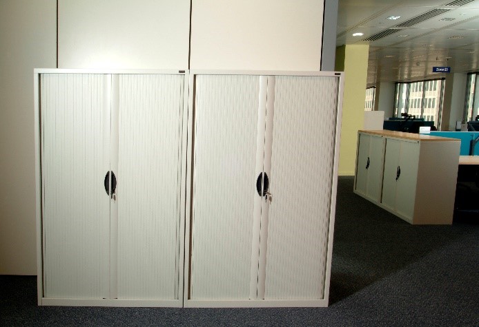 side opening tambour cabinet