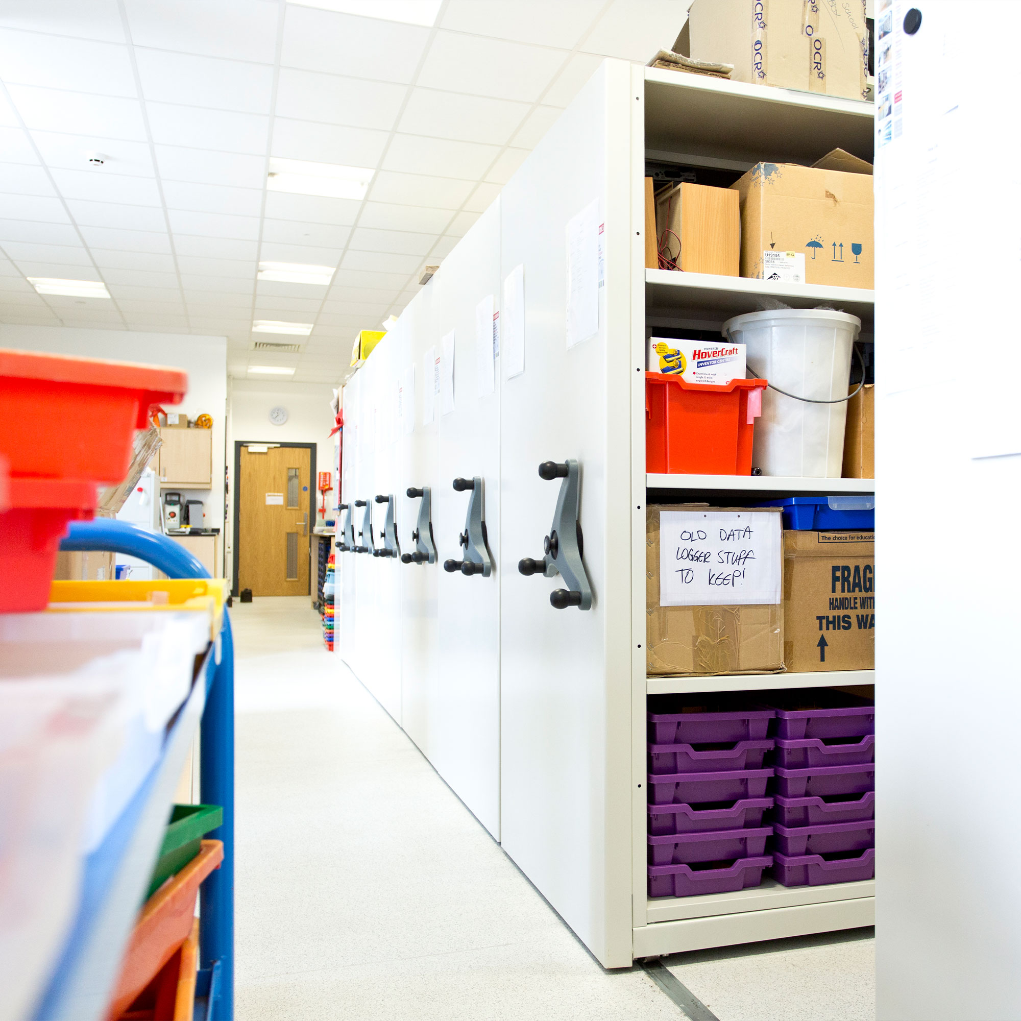 Winterbourne Academy - Prospan Long Span Sheling Systems, mounted on mobile bases within their science department.